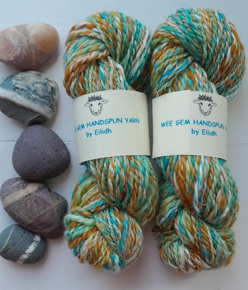 Hand Spun Yarn with mulberry silk, pineapple fibre, merino wool fibres