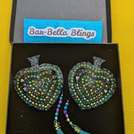 Handmade burlesque nipple tassels and pasties black AB spades