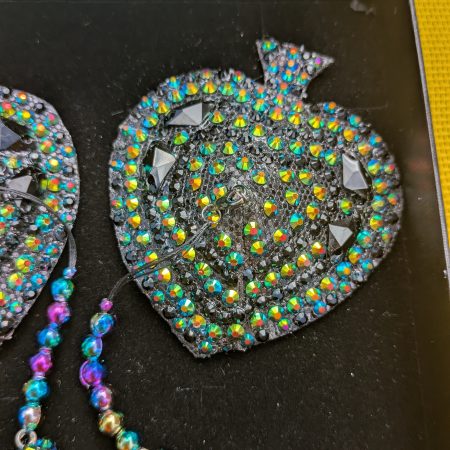 Handmade burlesque nipple tassels and pasties black AB spades