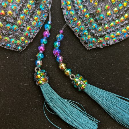 Handmade burlesque nipple tassels and pasties black AB spades