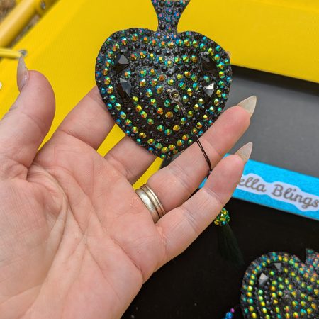 Handmade burlesque nipple tassels and pasties black AB spades