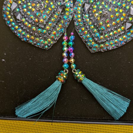 Handmade burlesque nipple tassels and pasties black AB spades