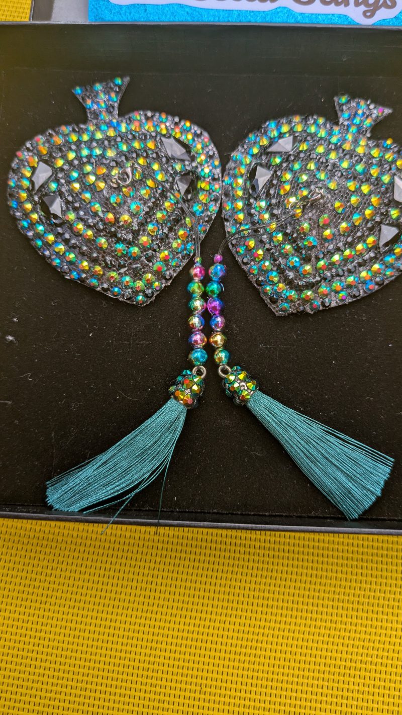 Handmade burlesque nipple tassels and pasties black AB spades