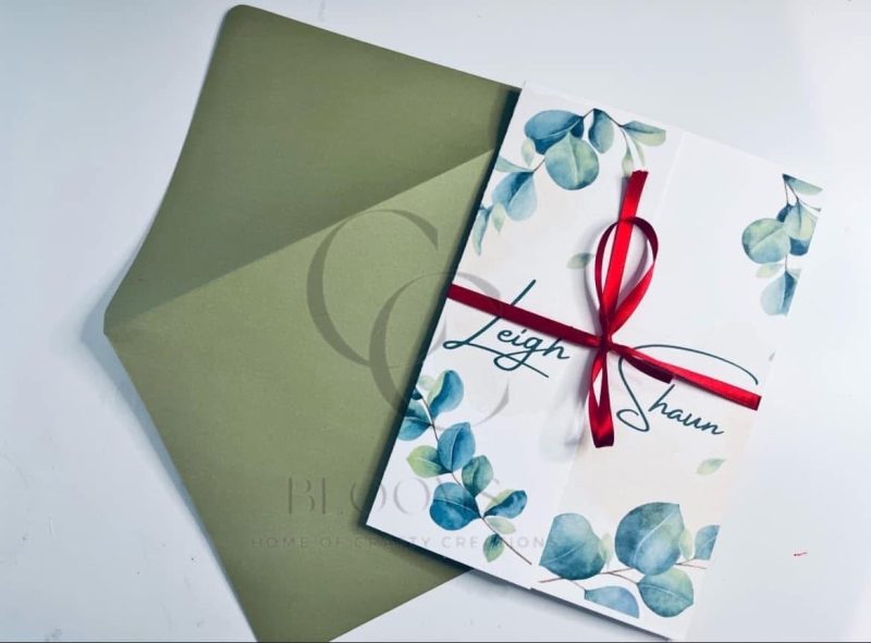 SAMPLE - Wedding Invitation - Gateway Fold with Ribbon