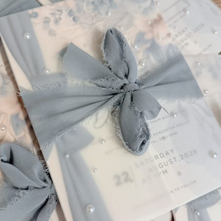 SAMPLE - Elegant pearl sealed Vellum Wedding Invitation