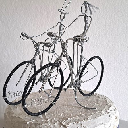 Bicycle Wedding Cake Toppers, Personalised Bride and Groom toppers.