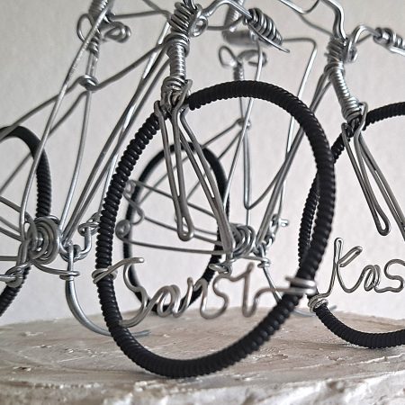 Bicycle Wedding Cake Toppers, Personalised Bride and Groom toppers.