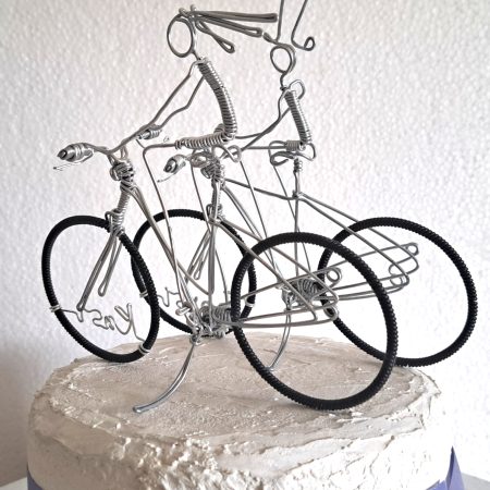 Bicycle Wedding Cake Toppers, Personalised Bride and Groom toppers.