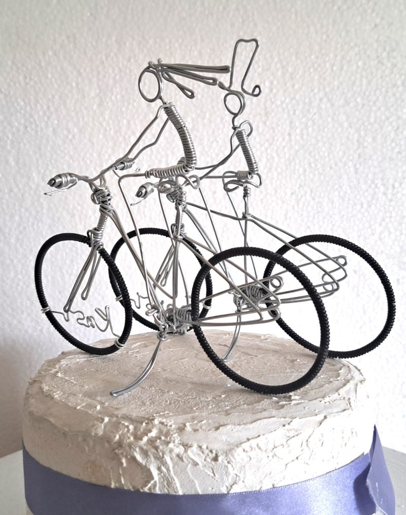 Bicycle Wedding Cake Toppers, Personalised Bride and Groom toppers.