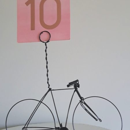 Wedding bike table number holders.