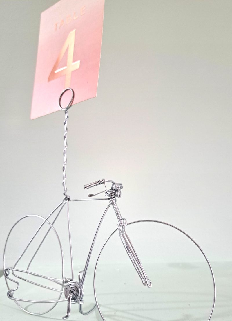 Wedding bike table number holders.