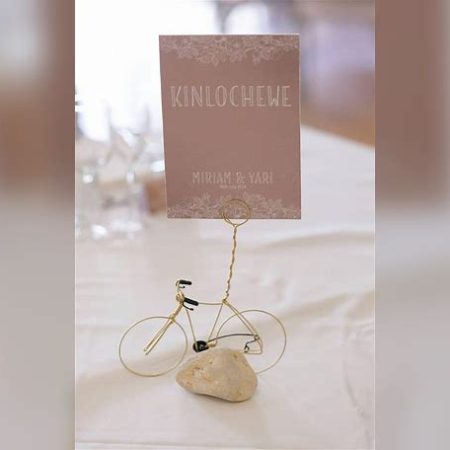 Wedding bike table number holders.