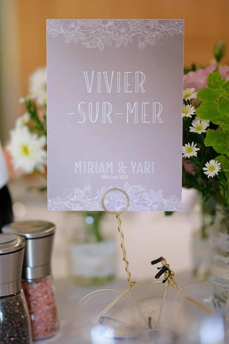 Wedding bike table number holders.
