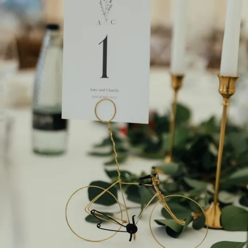 Wedding bike table number holders.