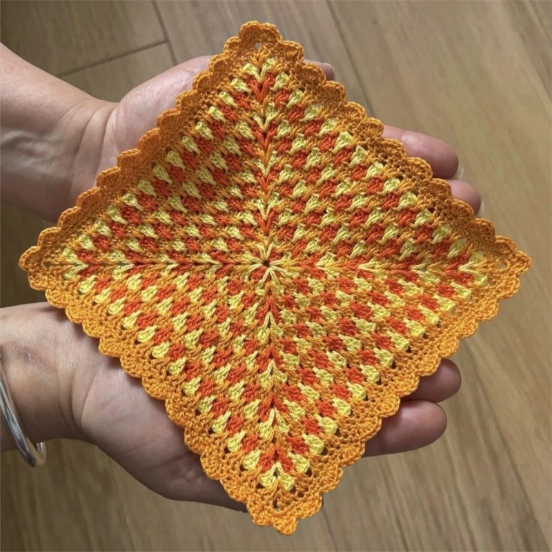 Handmade Micro Crochet Miniature Blanket / Coaster (Autumn Tones)