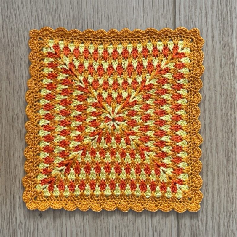 Handmade Micro Crochet Miniature Blanket / Coaster (Autumn Tones)