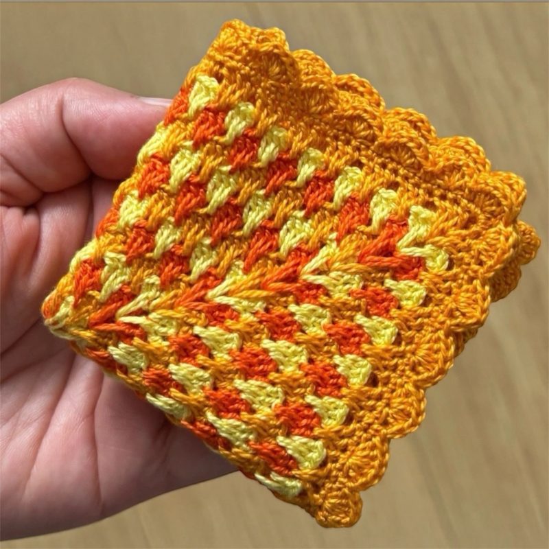 Handmade Micro Crochet Miniature Blanket / Coaster (Autumn Tones)