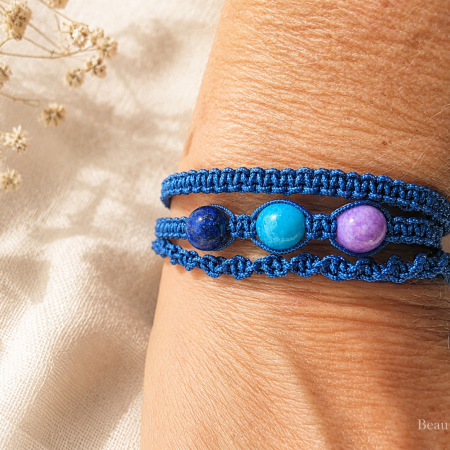 Calm Mind & Anxiety Support Adjustable Crystal Bracelet – Sodalite, Amazonite & Amethyst