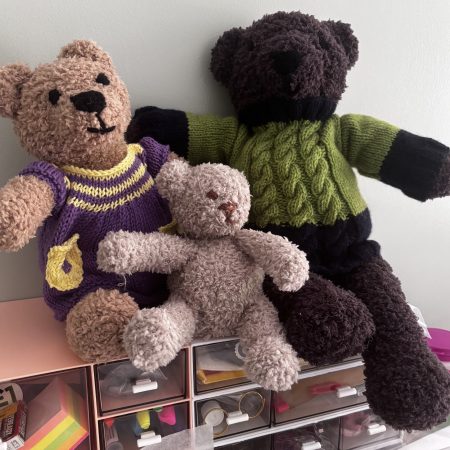 Hand Knitted Teddy Bears in Soft Wool Yarn