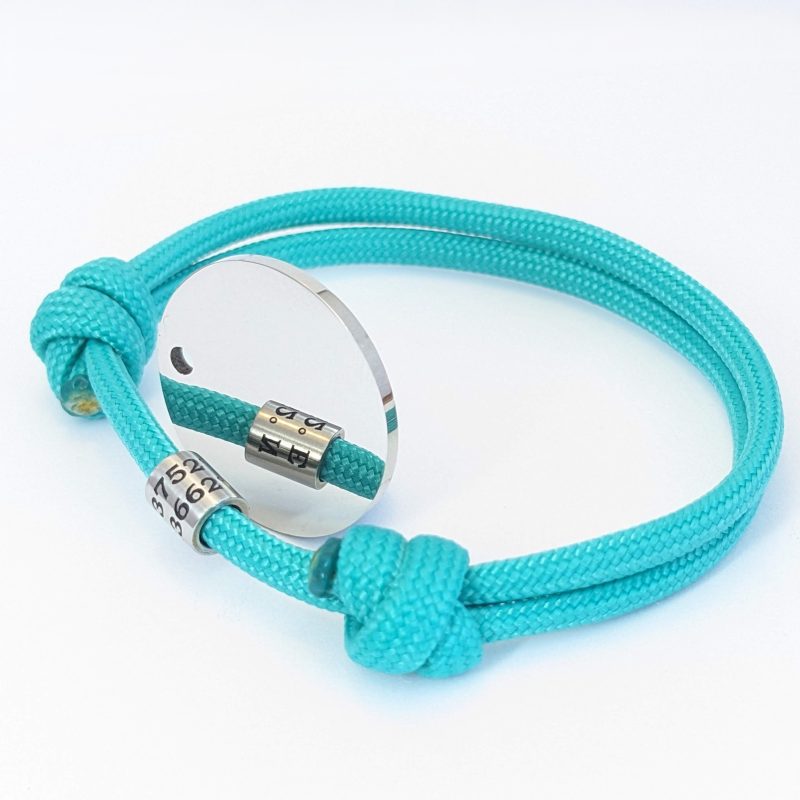 Cord Bracelet with Engraved Coordinates Name Date Symbols