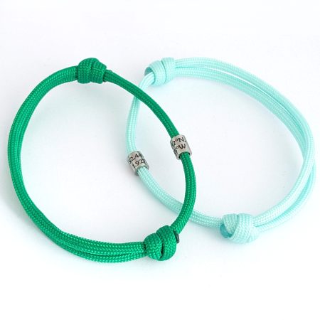 Cord Bracelet with Engraved Coordinates Name Date Symbols