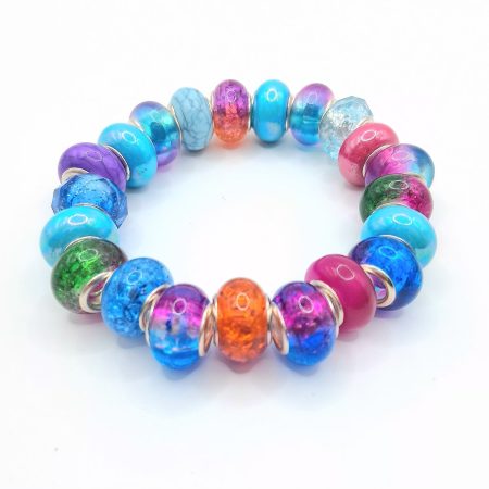 Multicoloured Rondelle Bead Bracelet Stackable & Stretchable