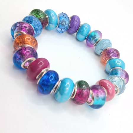 Multicoloured Rondelle Bead Bracelet Stackable & Stretchable