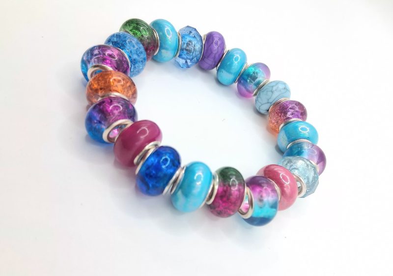 Multicoloured Rondelle Bead Bracelet Stackable & Stretchable