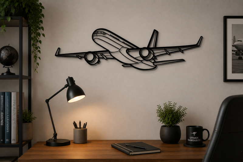 Boeing 757 3D Printed PLA Wall Art | Black 34cm Aviation Home Décor