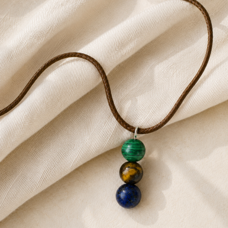 Growth & Transformation Crystal Pendant – Malachite, Tiger’s Eye & Lapis Lazuli