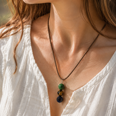 Growth & Transformation Crystal Pendant – Malachite, Tiger’s Eye & Lapis Lazuli
