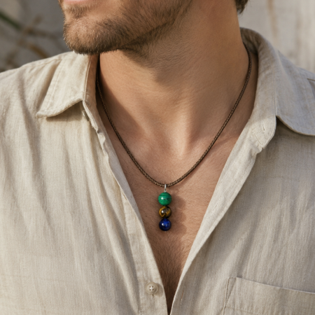 Growth & Transformation Crystal Pendant – Malachite, Tiger’s Eye & Lapis Lazuli