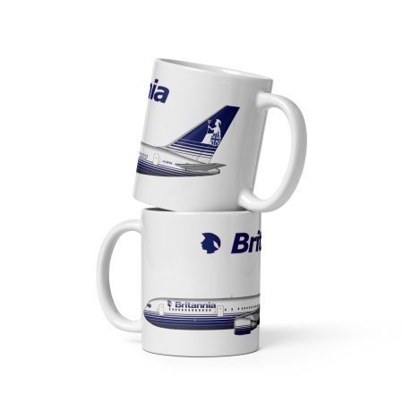 Britannia Airways Boeing 767 Mug – 11oz White Ceramic Retro Aviation Gift