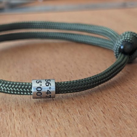 Cord Bracelet with Engraved Coordinates Name Date Symbols