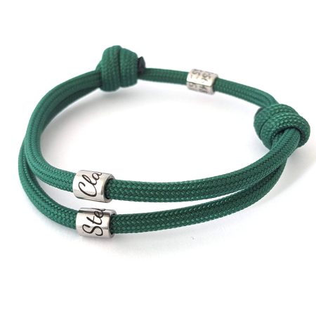 Cord Bracelet with Engraved Beads - Coordinates Name Date Symbols