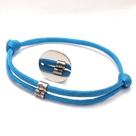 Cord Bracelet with Engraved Beads - Coordinates Name Date Symbols