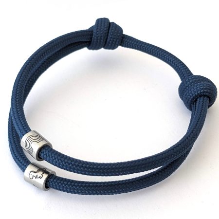 Cord Bracelet with Engraved Beads - Coordinates Name Date Symbols