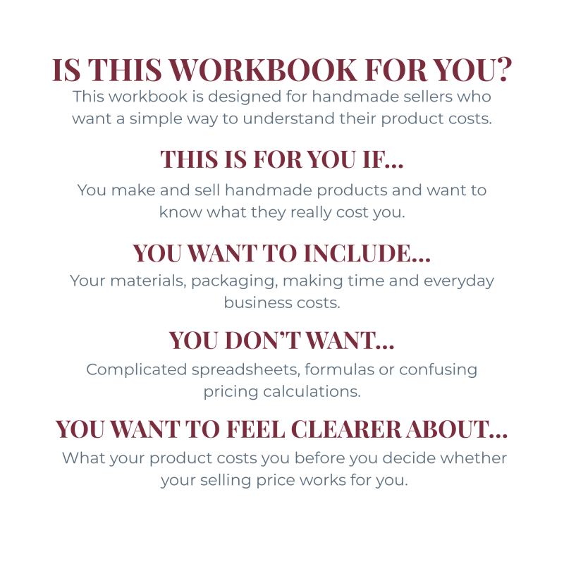 Handmade Product Costing Workbook – Printable PDF