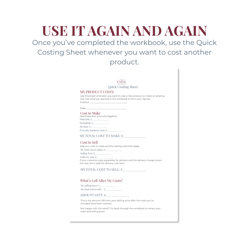 Handmade Product Costing Workbook – Printable PDF