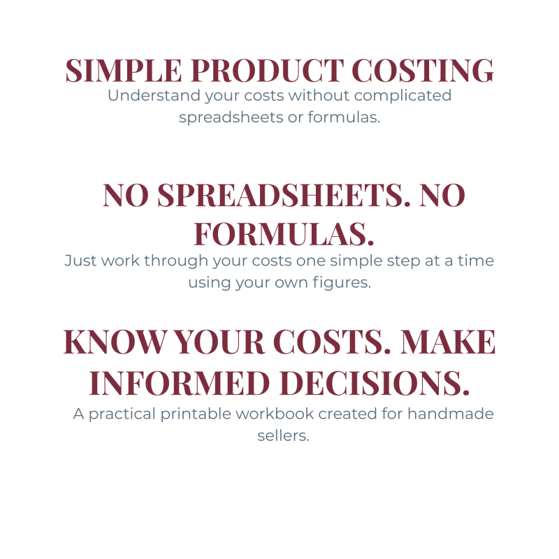 Handmade Product Costing Workbook – Printable PDF