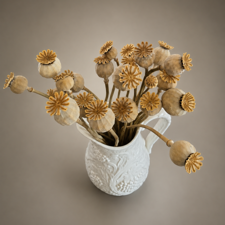25 Natural Dried Poppy Heads with Stems (30cm) Dried Papaver pods for floristry, home Decor & Crafts FAST 48 HR TRACKED DELIVERY