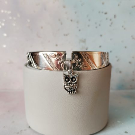 Handmade Vintage Spoon Bracelet – Upcycled Silverware with Owl Charm