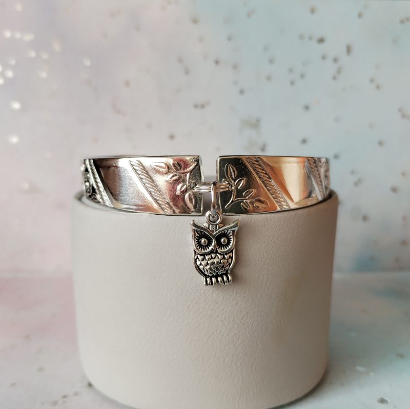 Handmade Vintage Spoon Bracelet – Upcycled Silverware with Owl Charm
