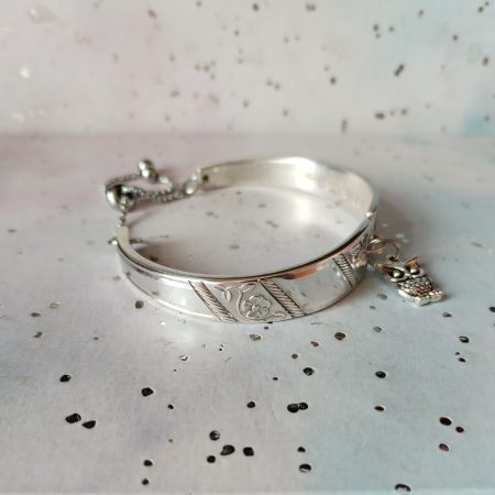Handmade Vintage Spoon Bracelet – Upcycled Silverware with Owl Charm