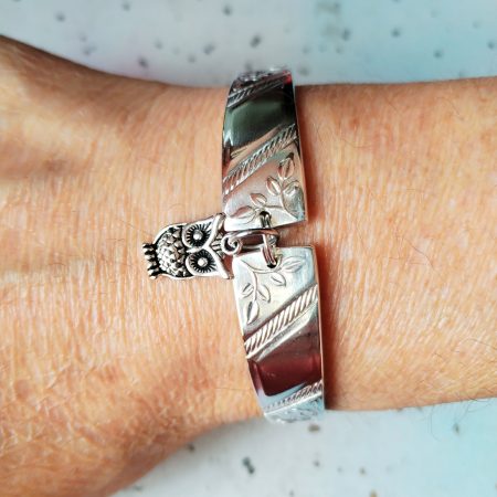Handmade Vintage Spoon Bracelet – Upcycled Silverware with Owl Charm