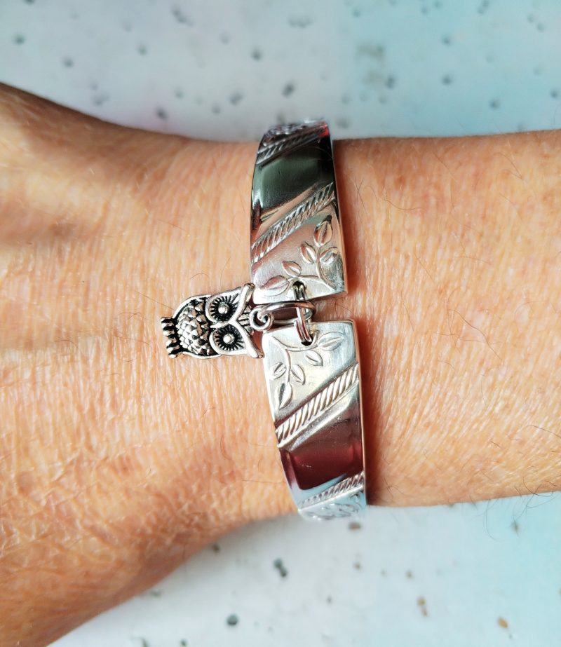 Handmade Vintage Spoon Bracelet – Upcycled Silverware with Owl Charm