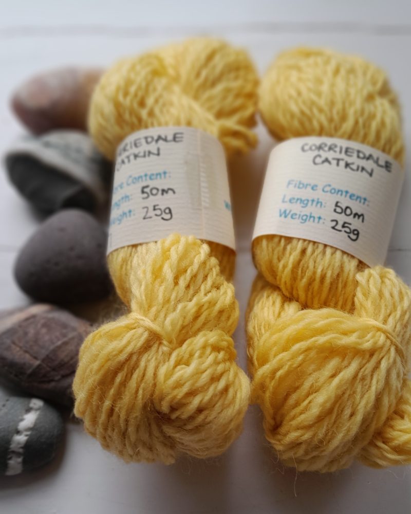 Hand Spun Yarn - Corriedale Wool - Catkin Yellow