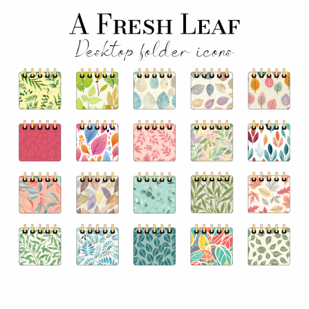 Leafy Desktop Folder Icons - Mac, Windows, Digital Planner Stickers (Digital Download)