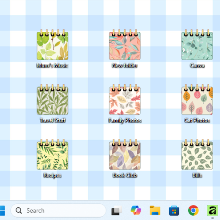 Leafy Desktop Folder Icons - Mac, Windows, Digital Planner Stickers (Digital Download)