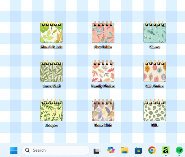 Leafy Desktop Folder Icons - Mac, Windows, Digital Planner Stickers (Digital Download)